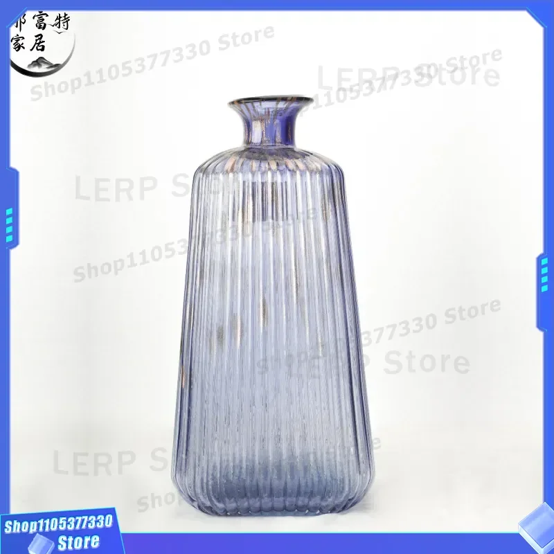High End Violet Glazed Glass Vase Narrow Mouth Flower Arrangement Venus Pit Pattern Craft Soft Home Decoration Elegant Table