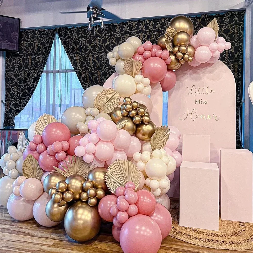 104PCS Pink & White Bow Balloon Garland Arch Kit Coquette Birthday Wedding Baby Shower Bachelorette Bridal Party Decorations