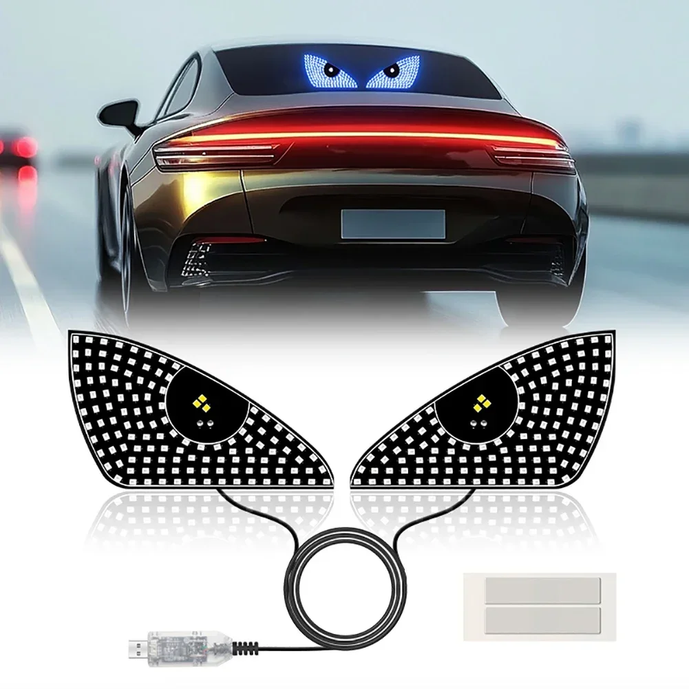 2Pcs/set Car Red Devil Eye Atmosphere Light LED Eyes Decorative Light Rear Window Warning Light  Auto Decoration Accessories