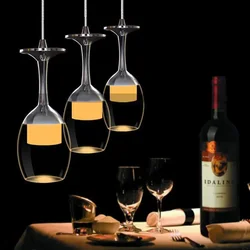 Modern Fashion Bar Coffee Shop Restaurant LED Simple Pendant Lamp Nordic Creative Wine Glass Pendant Decoration Light Fixture