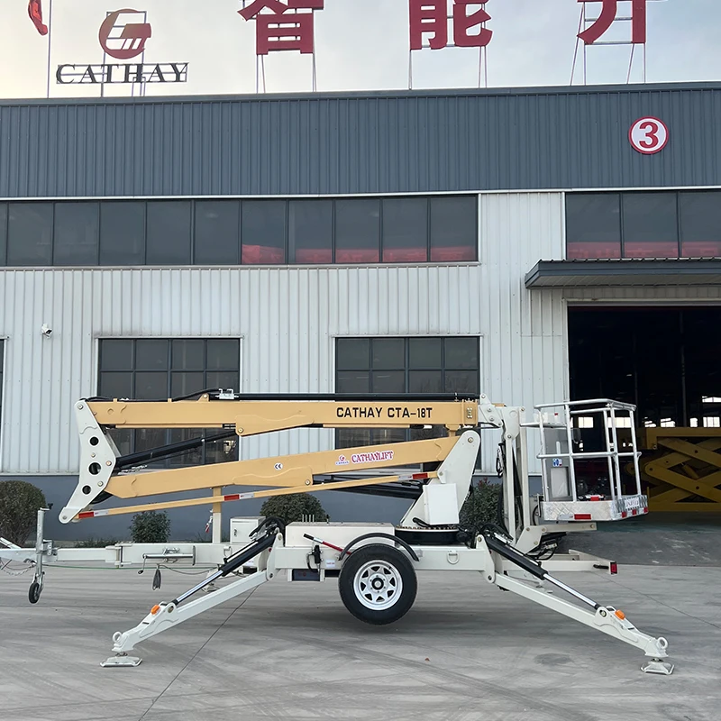 CATHAYLIFT New Electric Hydraulic Articulated Telescopic Towable Spider Boom Lift with Bucket