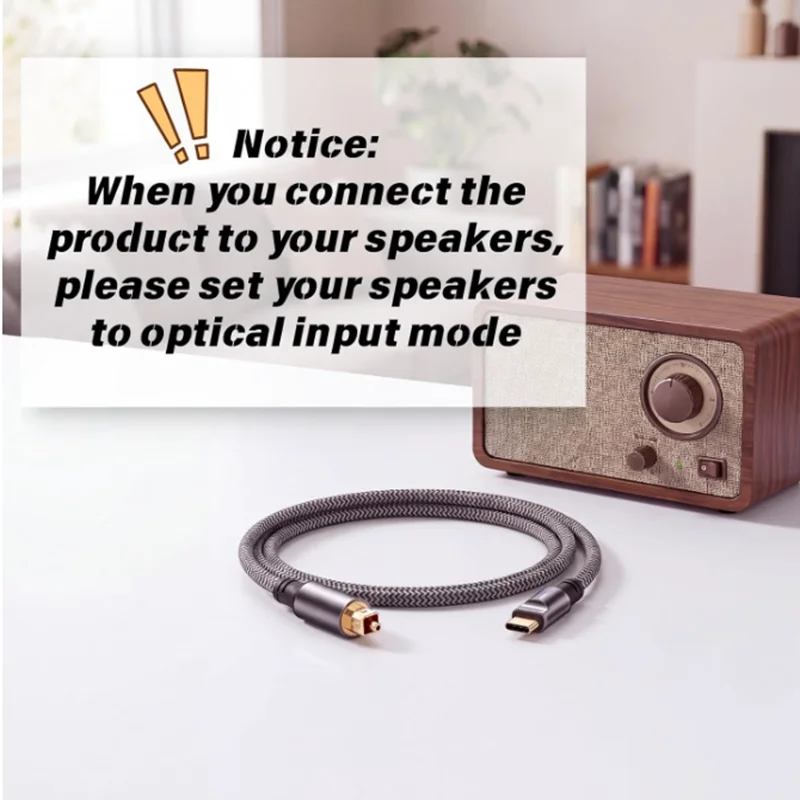 Unidirectional USB C to SPDIF Port Male Digital Optic Stereo Audio Cord for Smartphone, Tablet, Laptop, TV/Soundbar, Sony PS5,