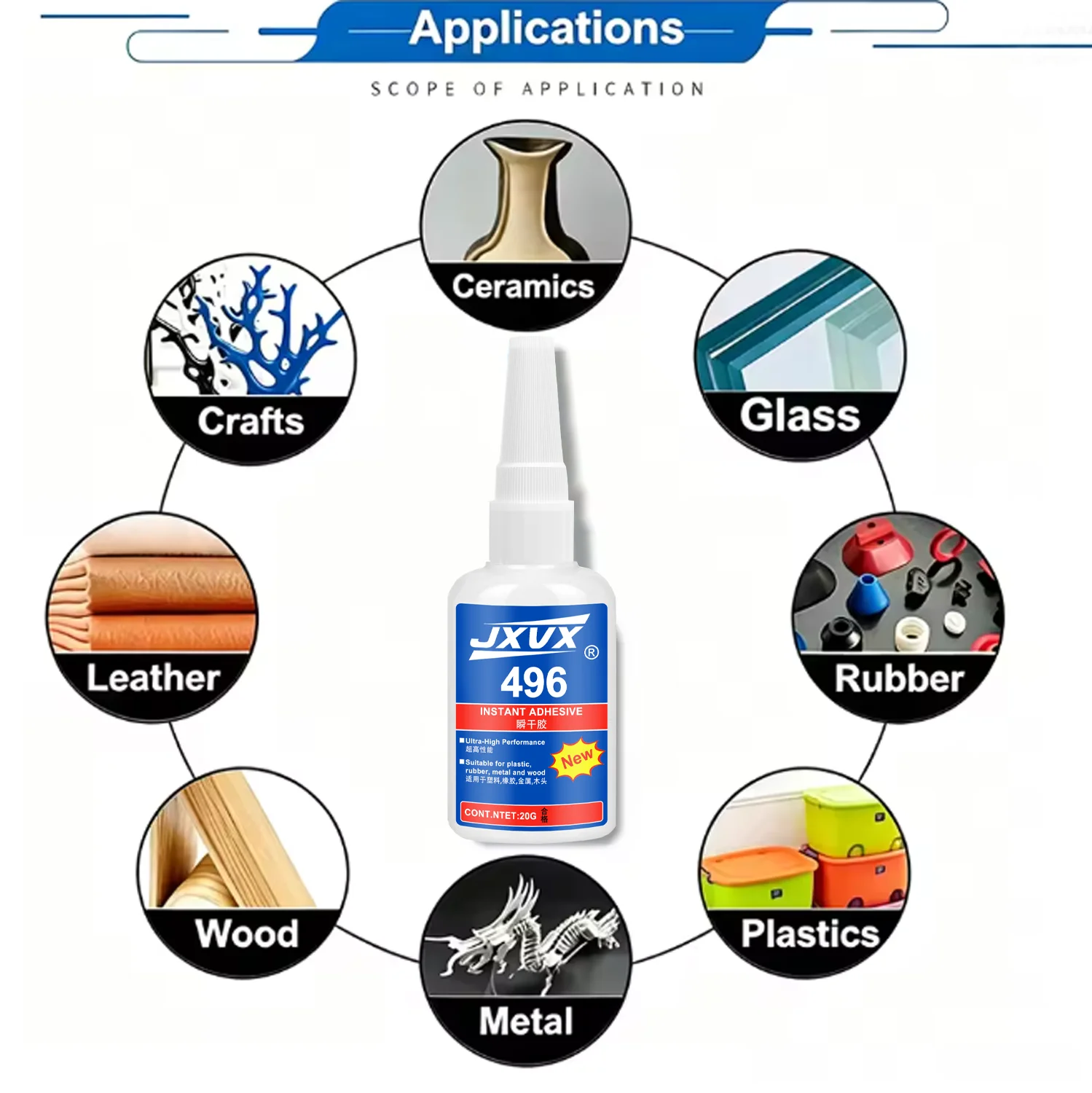 496 Universal Adhesives, Strong Fast Drying Adhesives, Suitable for Home and Industrial Repairs, 20g of Strong Multi-Material Ad