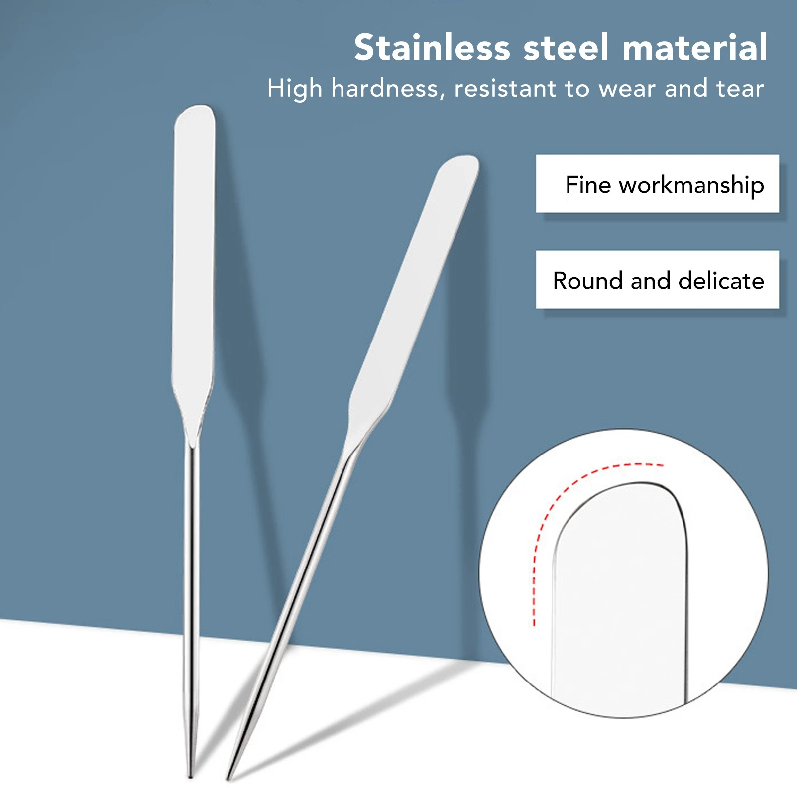 304 Stainless Steel Cosmetic Makeup Spatula Palette Set Cosmetic Foundation Mixing Palette with PU Leather Cover Makeup Spatula