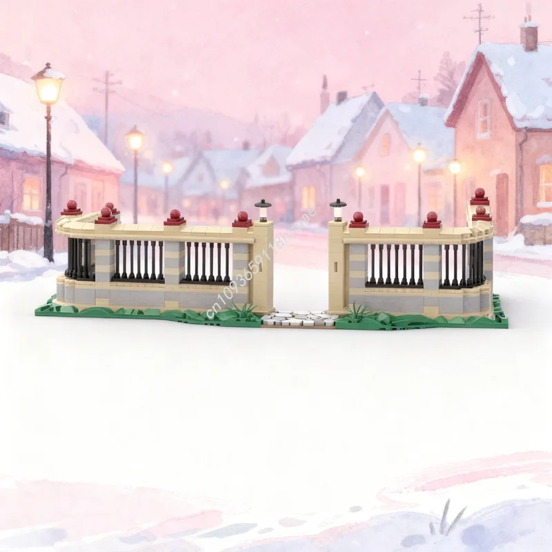 

873 шт. MOC рельсы для забора, модель строительных блоков, строительная сборка, идея «сделай сам», креативная кирпичная игрушка, рождественские подарки, образование для детей