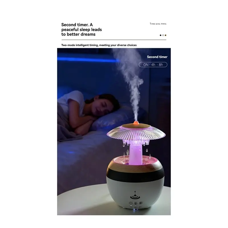 【KITCHEN GADGET】Raindrop Humidifier For Bedroom 450Ml Cool Mist Humidifier