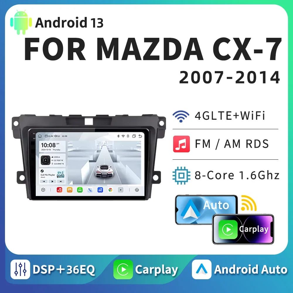 

HTZM Carplay Car Radio For Mazda CX-7 CX7 CX 7 2007 2008 2009 2010 2011 - 2014 Car Navigation GPS Android Auto Player DSP Stereo