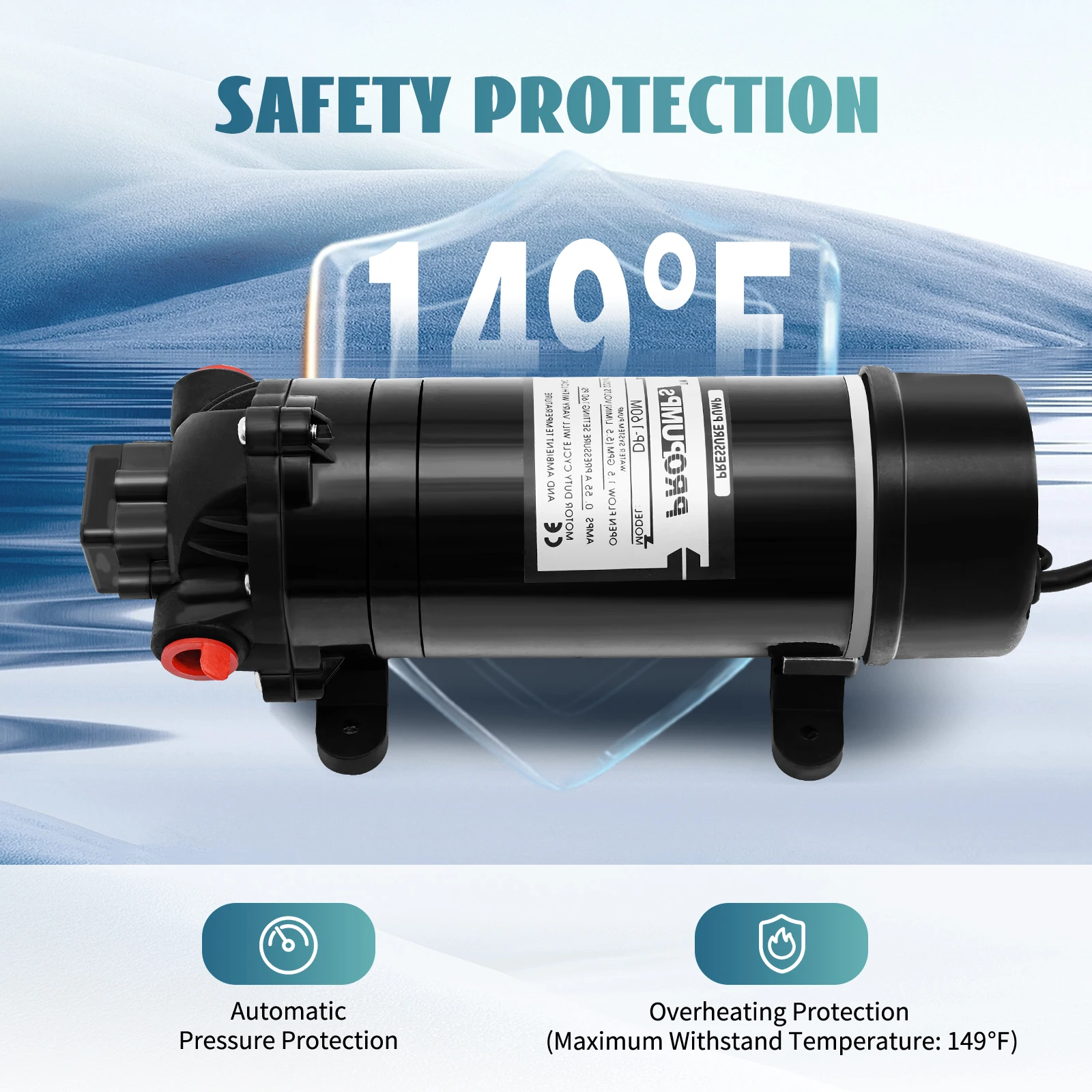 120W 160PSI Elektrische Wasserförderpumpe 1,4 GPM Selbstansaugende Membranpumpe für Hochdruckreiniger, Wohnmobile und landwirtschaftliche Sprühgeräte – Detail 4
