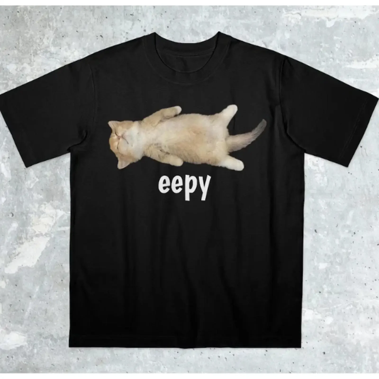 Eepy Cat Silly Sleepy Unhinged Sarcastic Humor Meme T Shirt vintage Washed graphic Top For Everyday Wear Soft Stretched