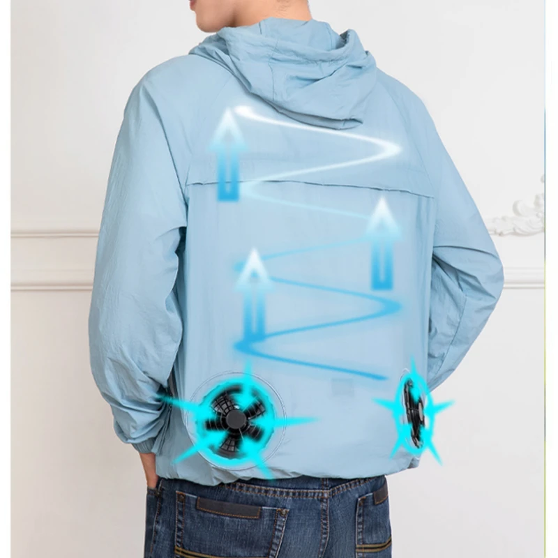 New Sunscreen Ice Jacket Unisex USB Cooling Fan Coat Smart Technology Air Conditioning Clothes Outdoor Fishing Skin Windbreaker