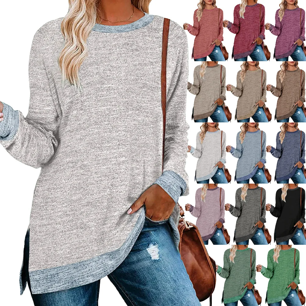 Ropa De Mujer Split fork Women Clothing Ropas De Mujeres Pullover Sweatshirt  Solid color Para Mujer Bluza Damska Clothes 2025