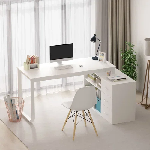 

For Home Office Furniture L Shaped Metal Frame Wood Writing Desk Table Home Large Corner Studio Computer Desk
