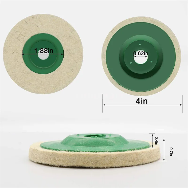 10pcs 4 Inch Wool Buffing Grinding Wheel Felt Polishing Discs Pads Set for 100mm Angle Grinder Polishing Machine