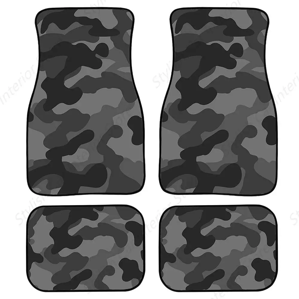 

camo White Black Art Camouflage Car Front & Rear Floor Mats- Carpet car Floor mats 4 pc Set,Auto Interior Protector Foot Mats