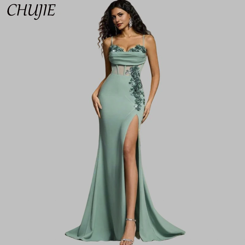 

Luxury Appliques Evening Dresses Mermaid Sexy Split Wedding Party Prom Gowns Sweetheart Formal Evening Dress Vestidos De Gala