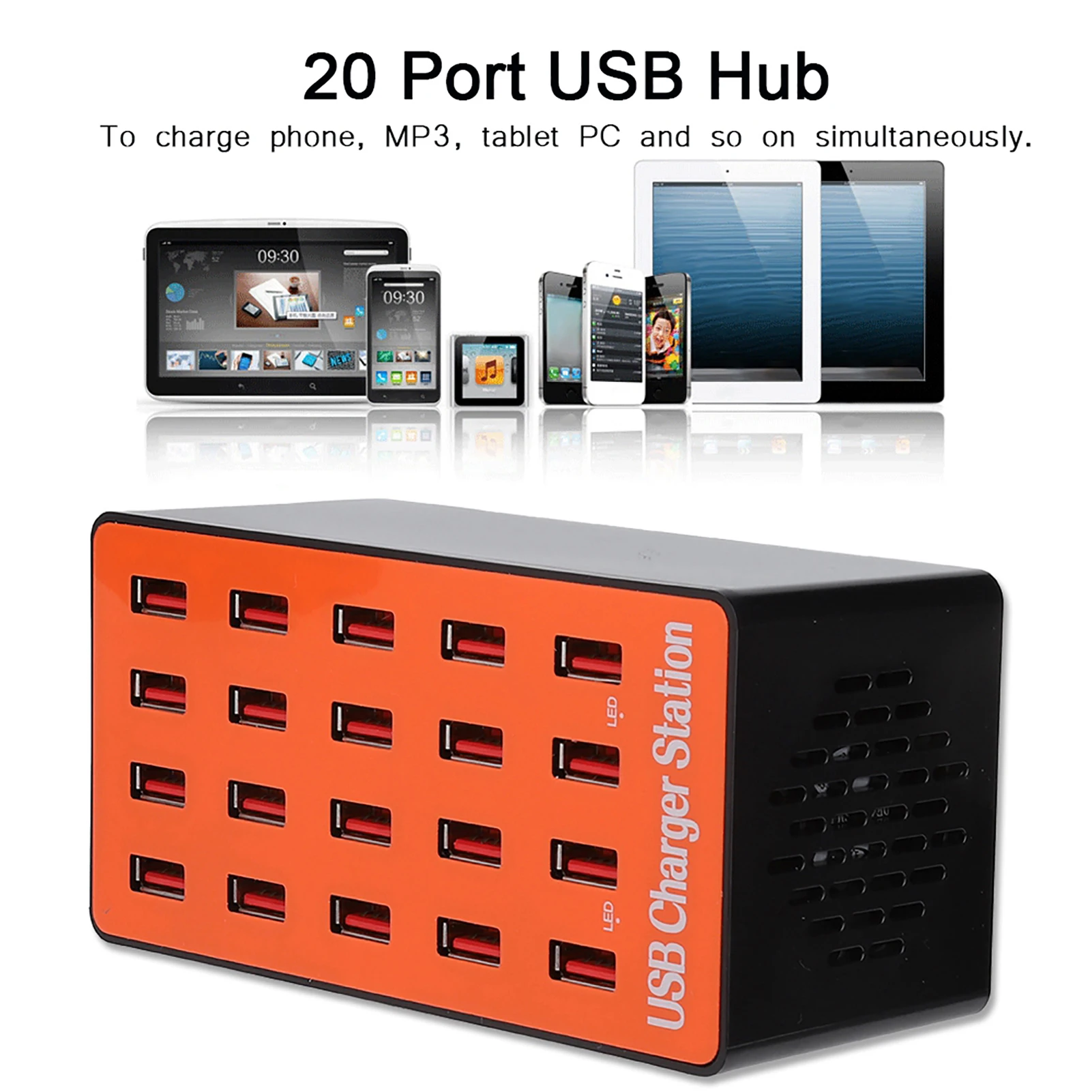 18A/5V Fast Charging 20 Port USB Hub Fast Heat Dissipation USB Charging Station USB  20 Ports Multi port USB