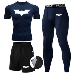 Smile Hero-Chemise de course à séchage rapide pour homme, Rashgard Fitness, T-shirt de sport, Smile Hero Set, Vêtements d'entraînement, T-shirt à manches courtes