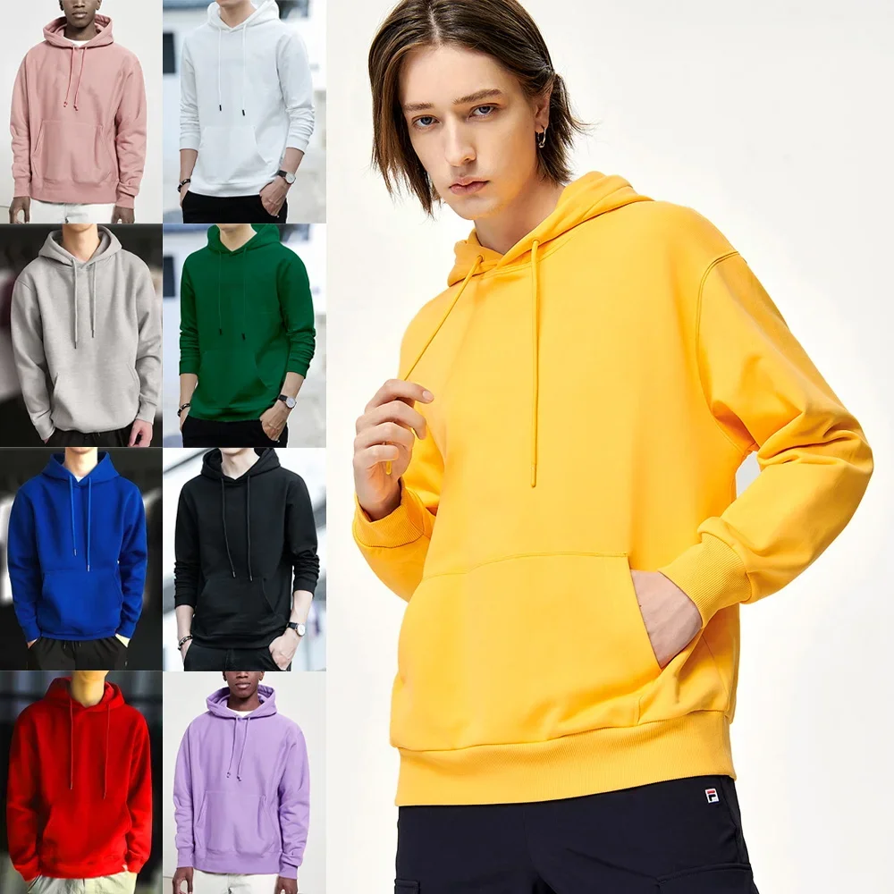 

Hoodie Sweatshirts Men Clothes Solid Color Black Gray Pink Blue Fleece Sweatshirt Hip Hop Hoody Male Hooded Sweater Casual Tops