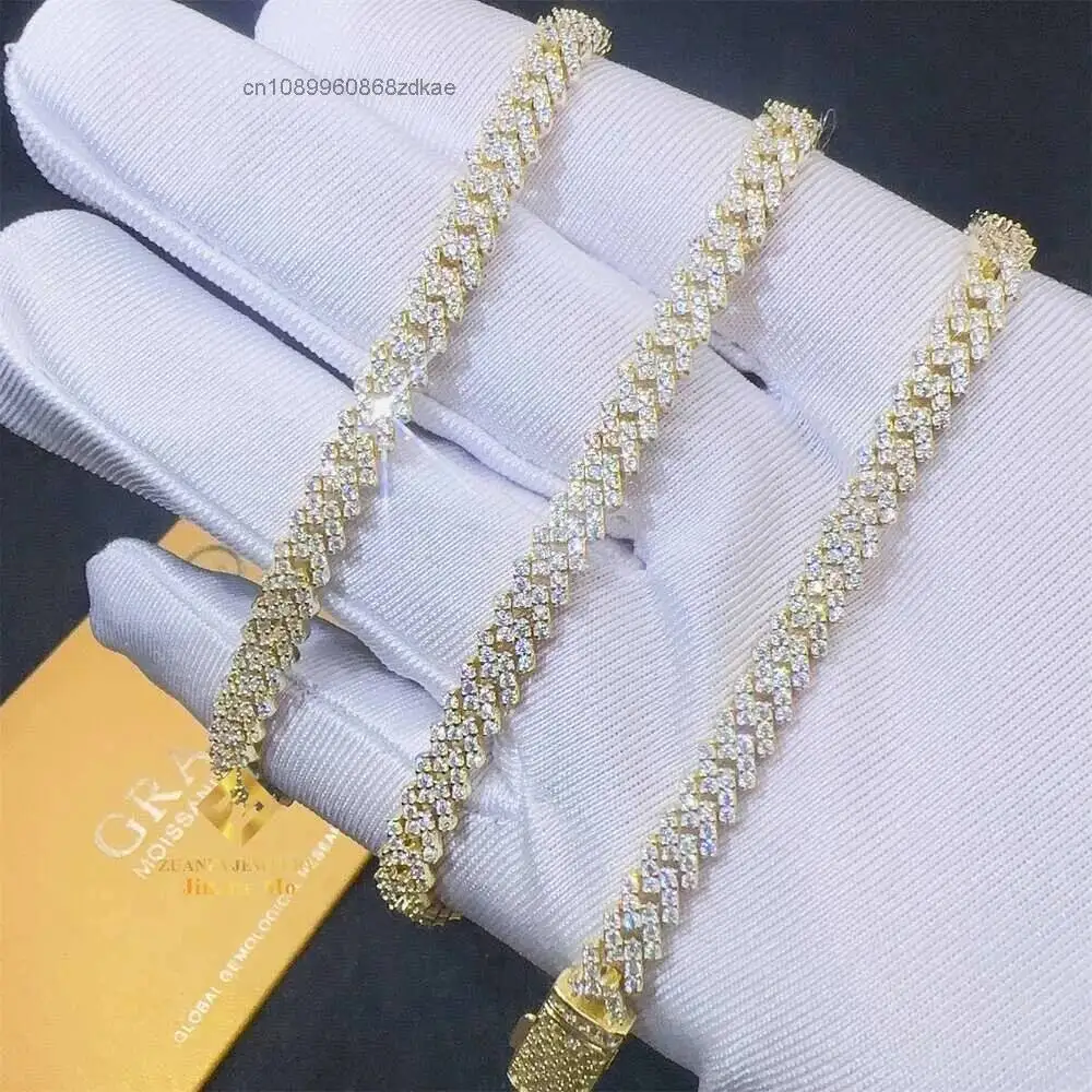 Luxury 5mm Width One Row Iced Out Man Jewelry Gra Certificates Pass Diamond Tester Vvs1 Moissanite Cuban Link Chain Necklace.
