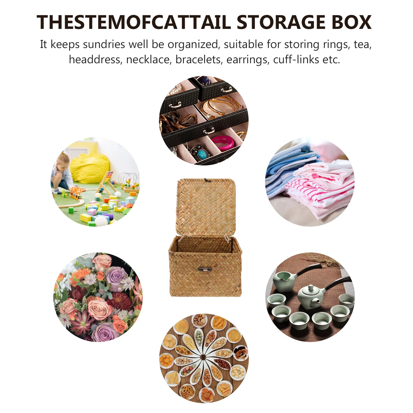 

Straw Box Orange Large Cattail Storage Holder Organizer Square Tea Storage Small Decorative Box Lid Boxes