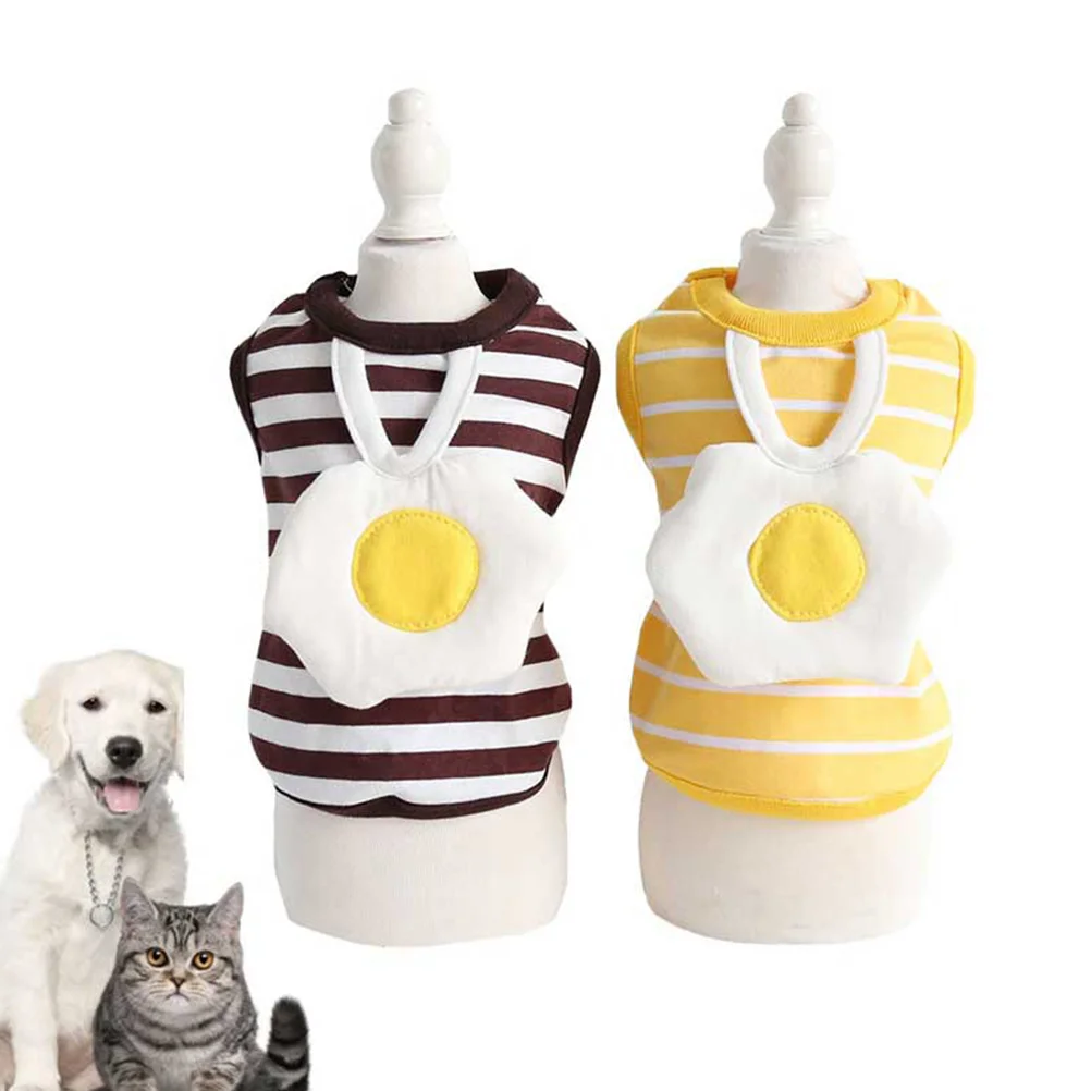 Spring Summer Pet Clothes Striped Egg Vest Dog Clothes Pet Supplies Accessories for Dog Pet Size S Yellow