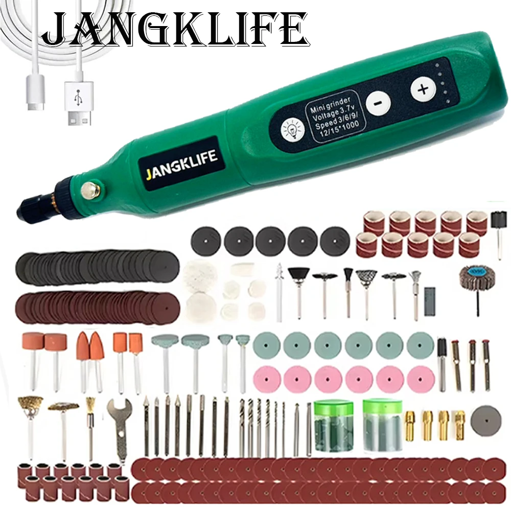 JANGKLIFE USB Cordless Rotary Tool Kit Woodworking Engraving Pen DIY For Jewelry Metal Glass Mini Wireless Drill