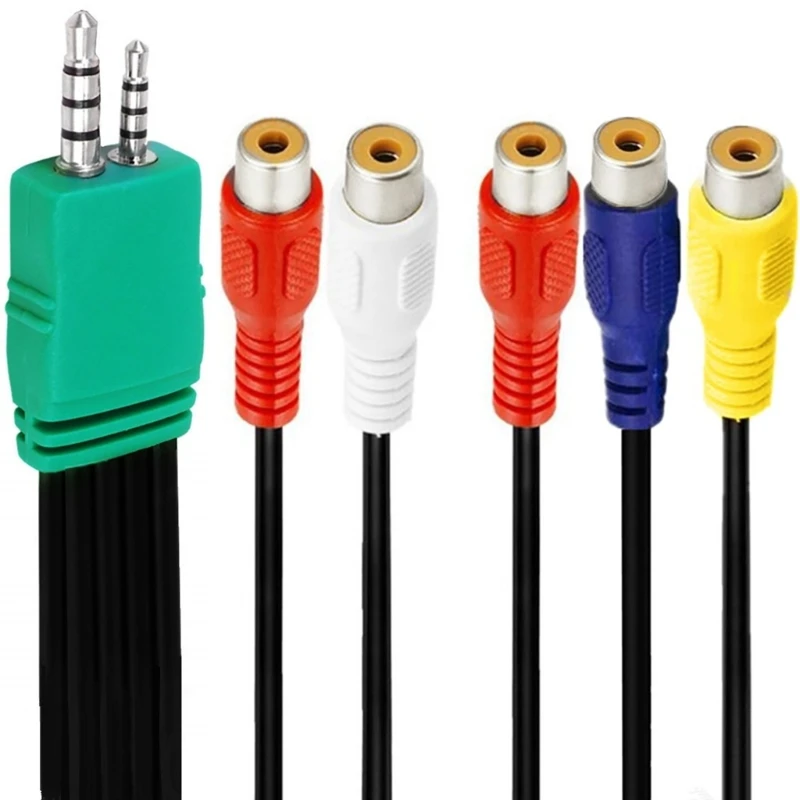 3.5mm+2.5mm Male to 5RCA Female Video Adapters Cable for BN39-01154 LCD TVs Shielded to Prevent Rfi