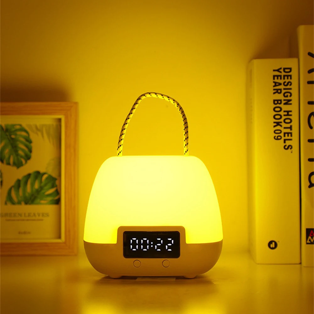 Lampe de bureau portable et créative, horloge de table multifonctionnelle, éclairage variable, USB, questionUSB