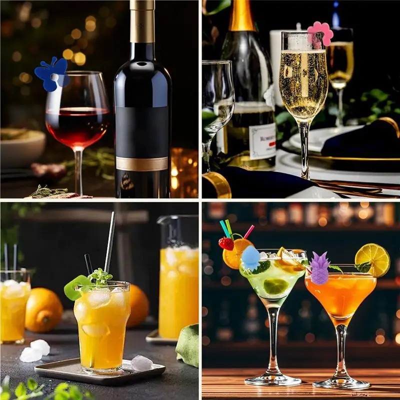 BAAG-Drinking For Glasses For Glass Marking Markers-Silicone Reusable Markers In Variety Of Colors, Creative Wine For Glass Pend