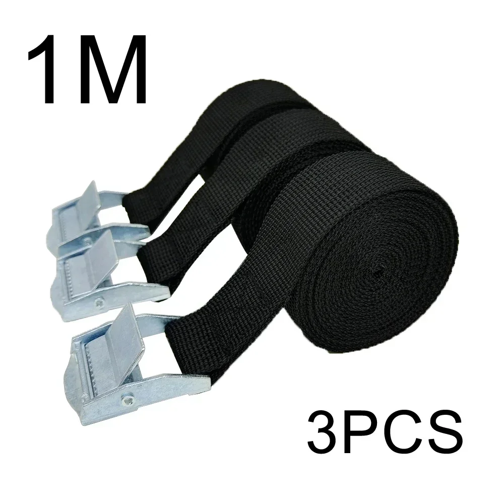 3 Pieces of 1M Buckle Fastening Straps for Cars, Motorcycles, Bicycles, Metal Buckles, Trailer Ropes, Strong Luggage Straps
