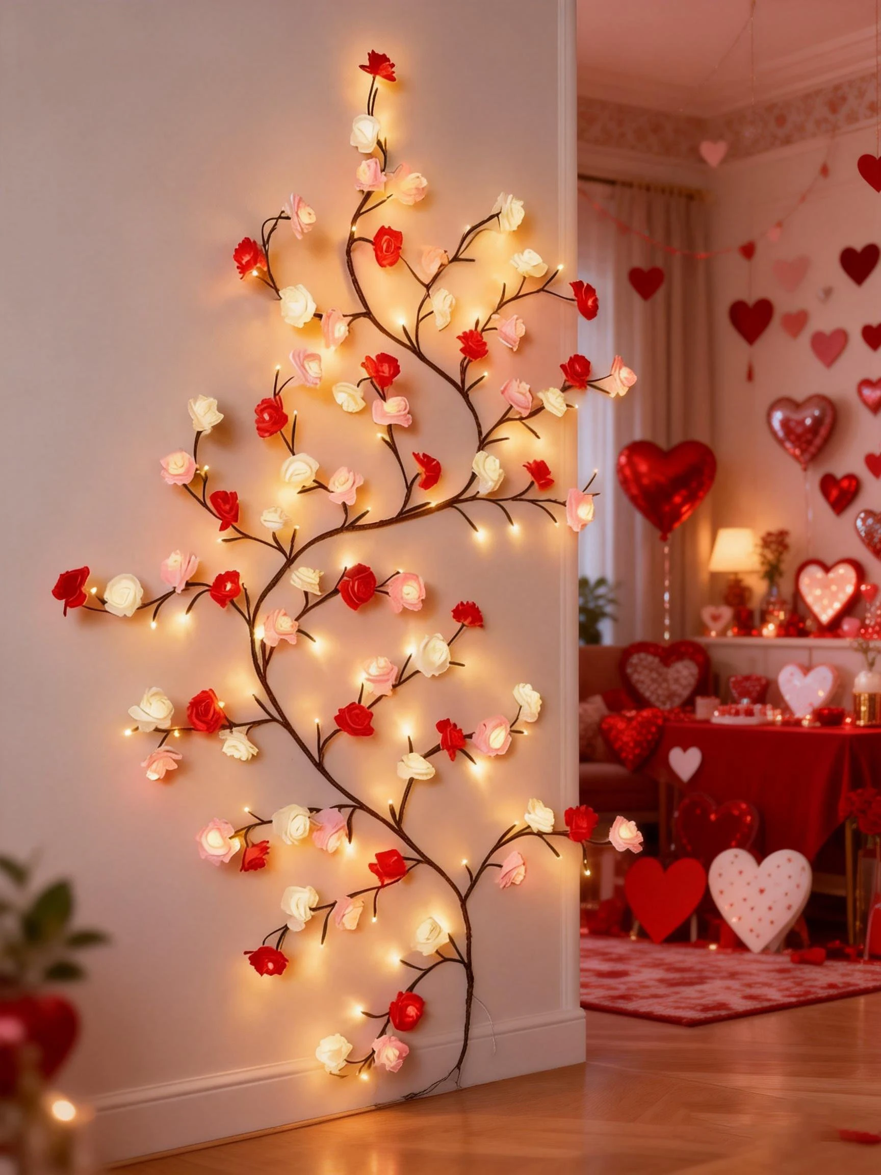 

USB Powered 96 LED Rose Vine Lights - Warm/Colorful Realistic Flower String Lights for Home Wall Valentine Wedding Birthday Holi