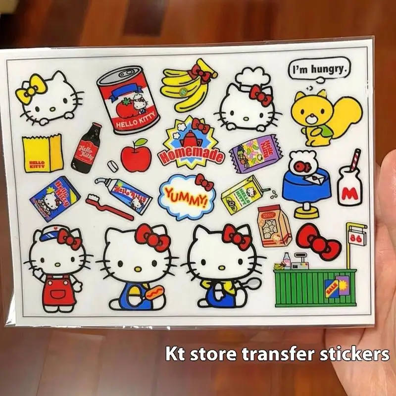 2Pcs Sanrio 헬로 키티 귀여운 만화 껍질과 스틱 방수 스티커 DIY 전송 데칼 노트북 컵 장식