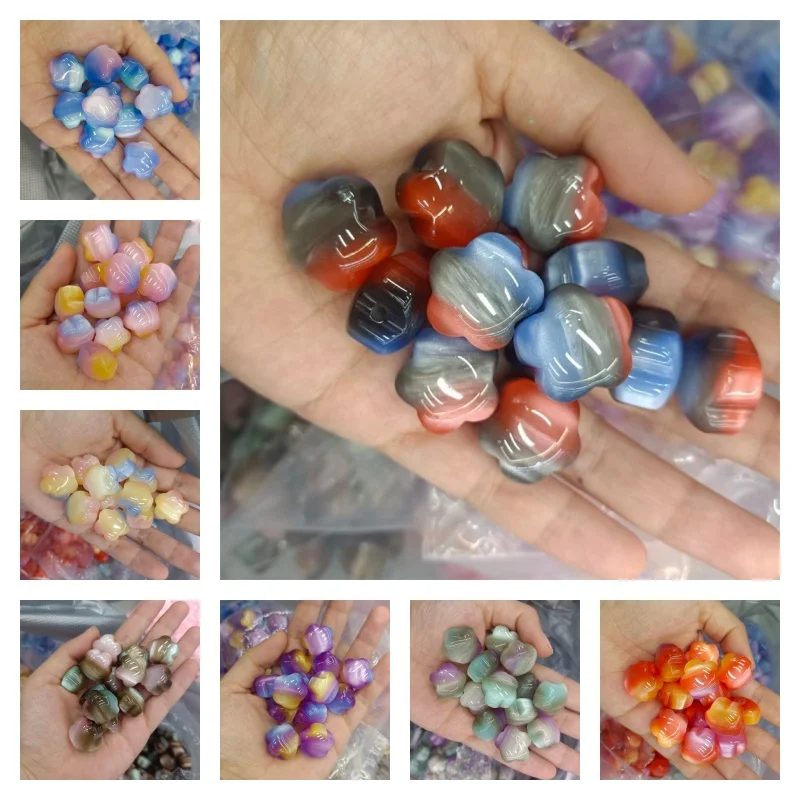 New style 50pcs/lot 20mm color print cartoon flowers shape resin straight hole beads diy jewelry garment accessory