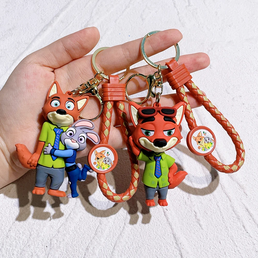 Disney Zootopia Animation Character Judy Nick Doll Keychain Bag Key Ring Pendant Accessories Cute Children's Toy Birthday Gi