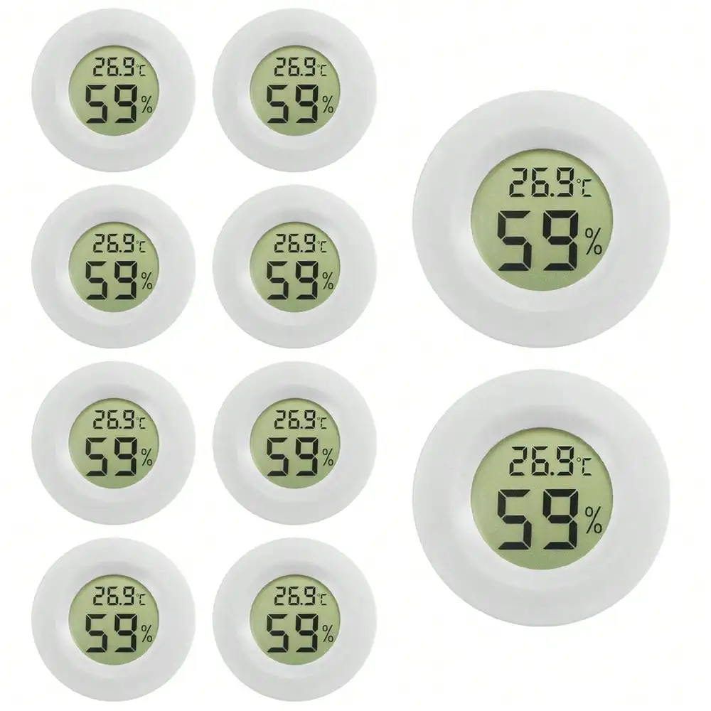5/10Pcs Hygrometer Thermometer Digital Humidity Meter Indoor/Outdoor Humidity Monitor Reptile Thermo-Hygrometer For Greenhouse Humidors Terrarium Jars, Fahrenheit (℉) /Celsius(℃)