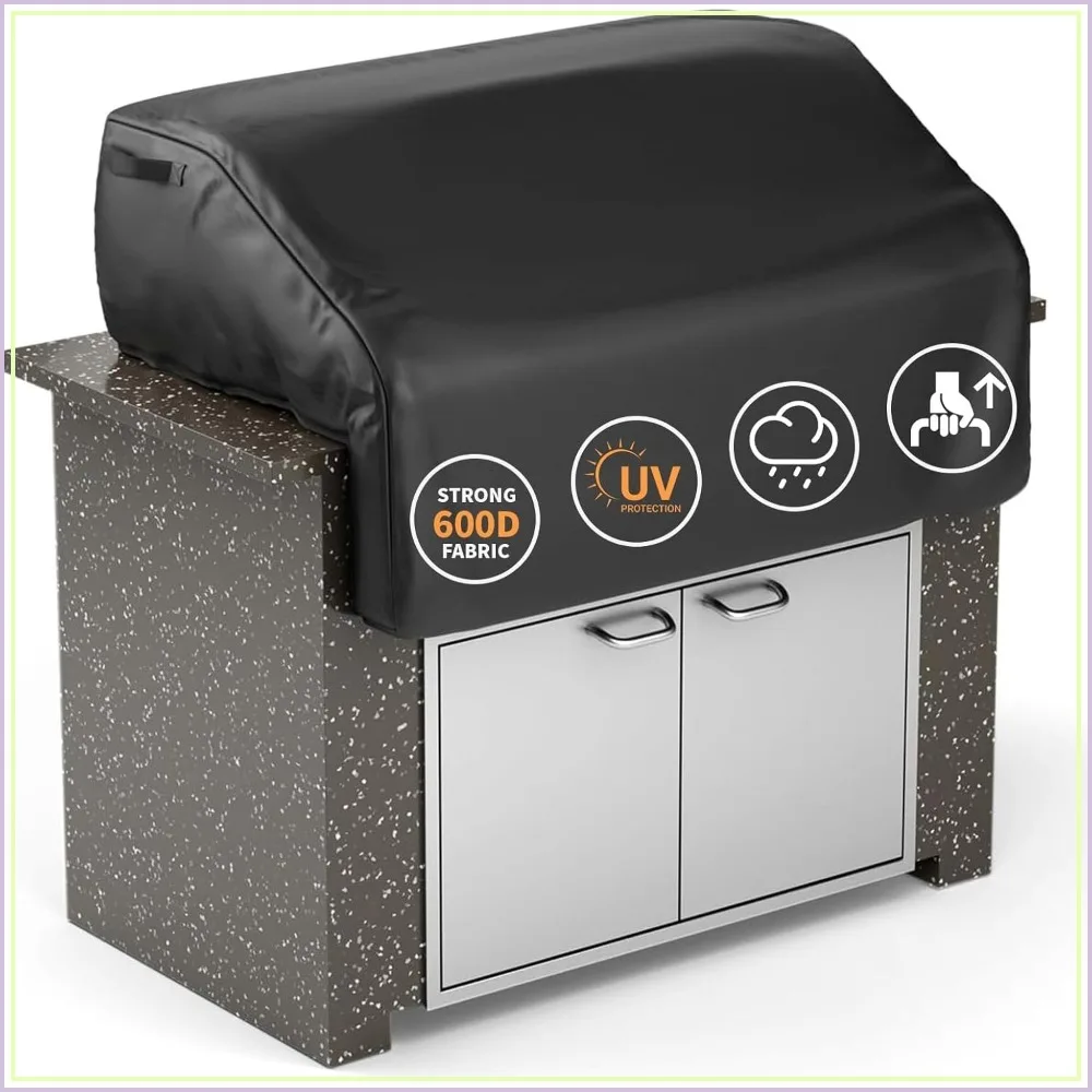 

39 Inch Built-in Grill Cover - Heavy Duty Waterproof BBQ Cover with Handle, Black
