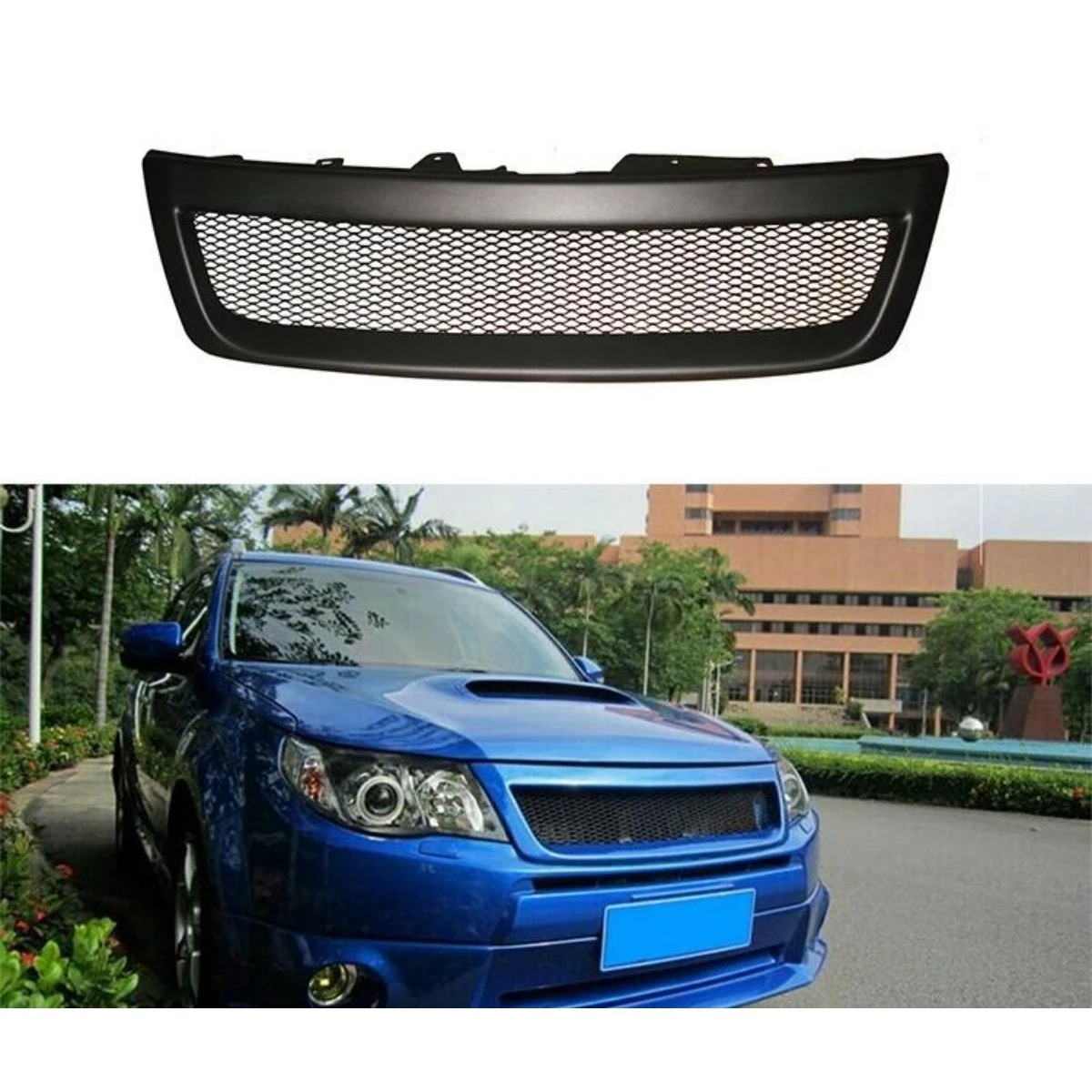 For Subaru Forester 2009-2012 Car Bumper Grill Decorative Cover Trim Racing Grille Body Kit Front Bumper Grill Exterior Part