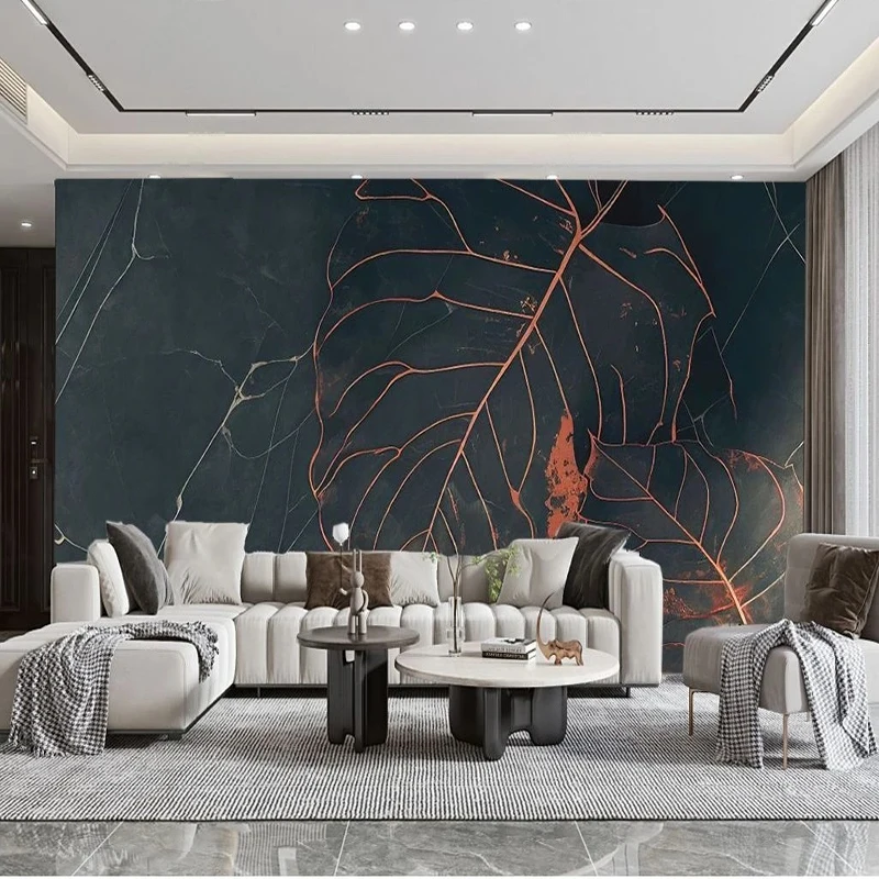 

Custom Mural Wallpaper Modern Minimalist Art Leaves TV Sofa Background Wall Home Decor Papel De Parede 3D Wall Covering