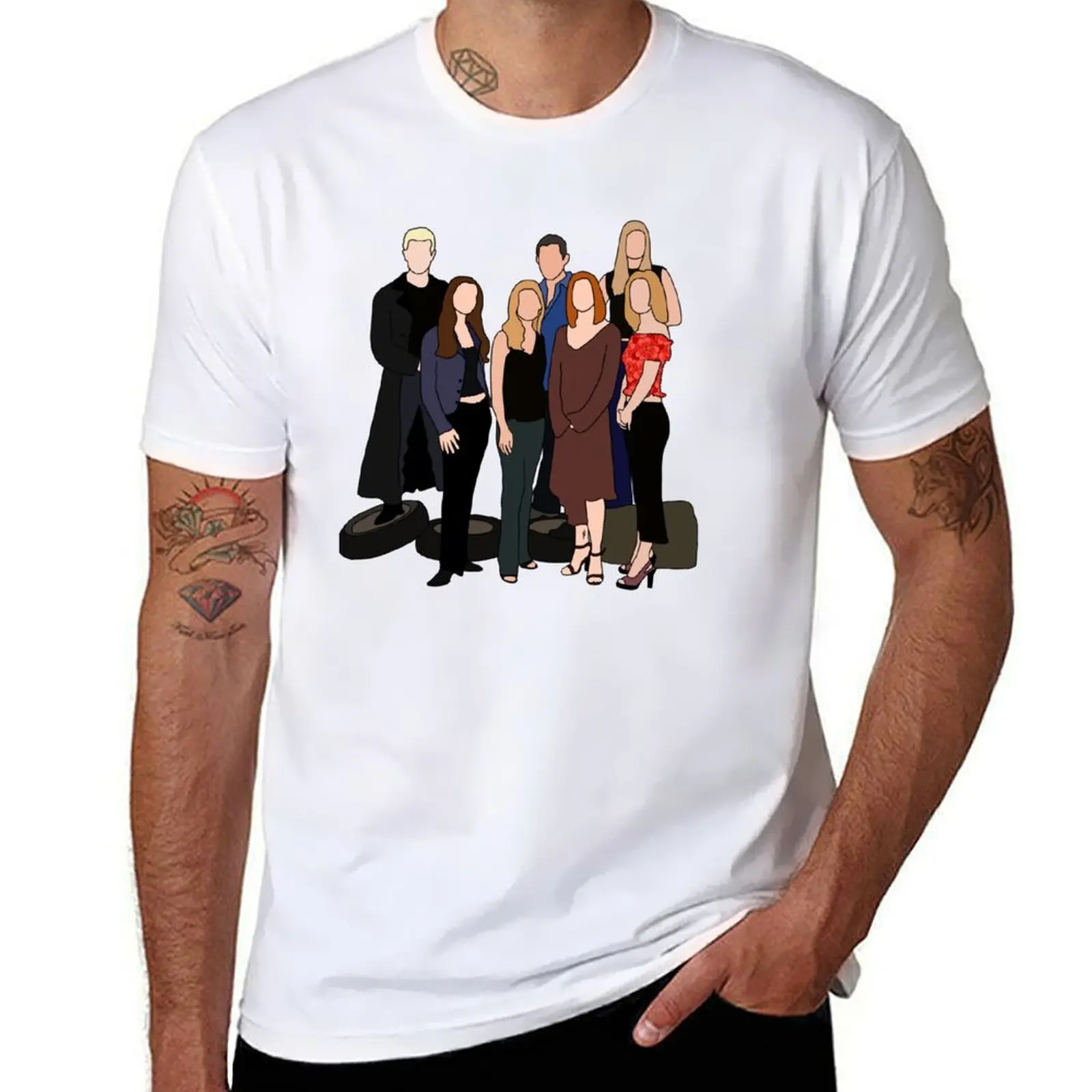 

Buffy cast T-Shirt man graphic t shirt man t shirt heavy cotton T-Shirt