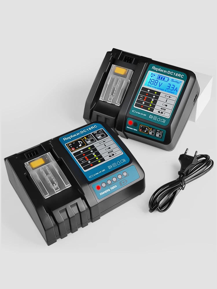 Waitley Batterieladegerät 3A Schnellladestrom für Makita 14,4 V 18 V Elektrowerkzeug-Akku DC18RCT DC18RA BL1850 BL1860