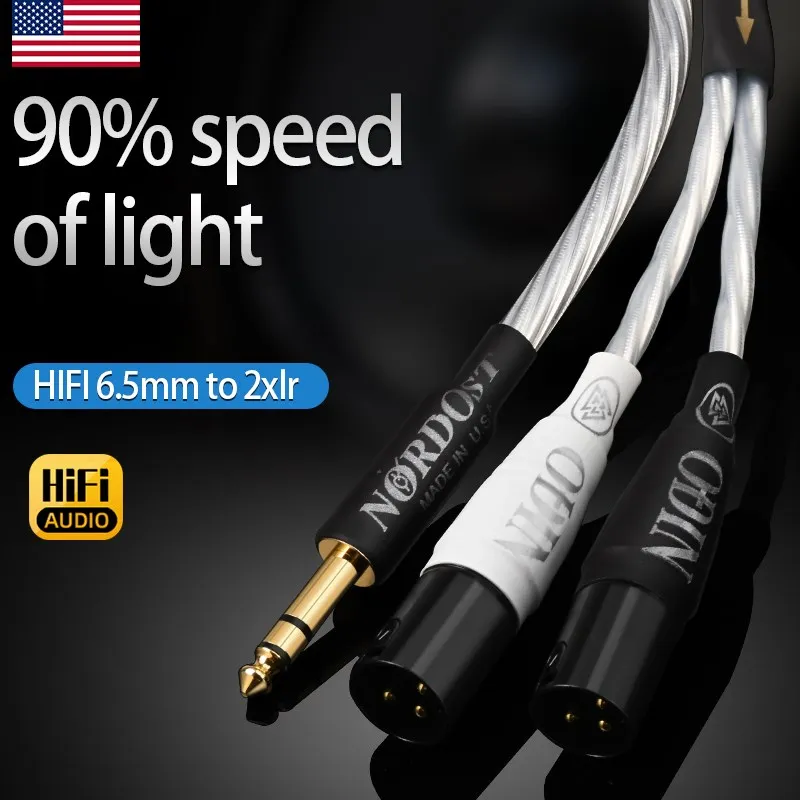 

ATAUDIO Odin HiFi 6.5mm to 2XLR Audio Cable High Quality Pure Silver Stereo 6.35 to Dual XLR 3Pin Shield Cable For Mixer Amp