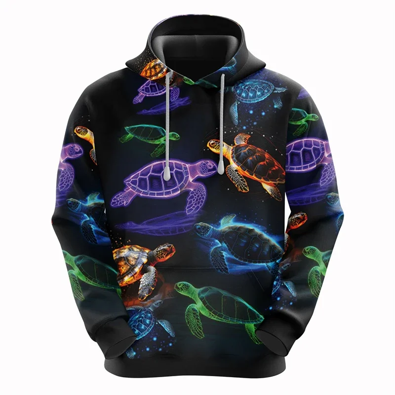 Men's clothing hoodie Fun turtle graphics 3D printed casual starfish pattern comfortable sweatshirt Marine animal pullover top