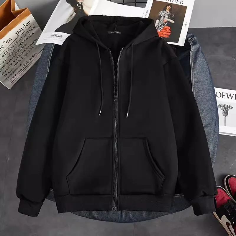 Sweat à capuche cardigan ouvert doublé Fce surdimensionné pour hommes, tenue décontractée, résistante, coupe ample, automne hiver, fermeture à glissière Faion...