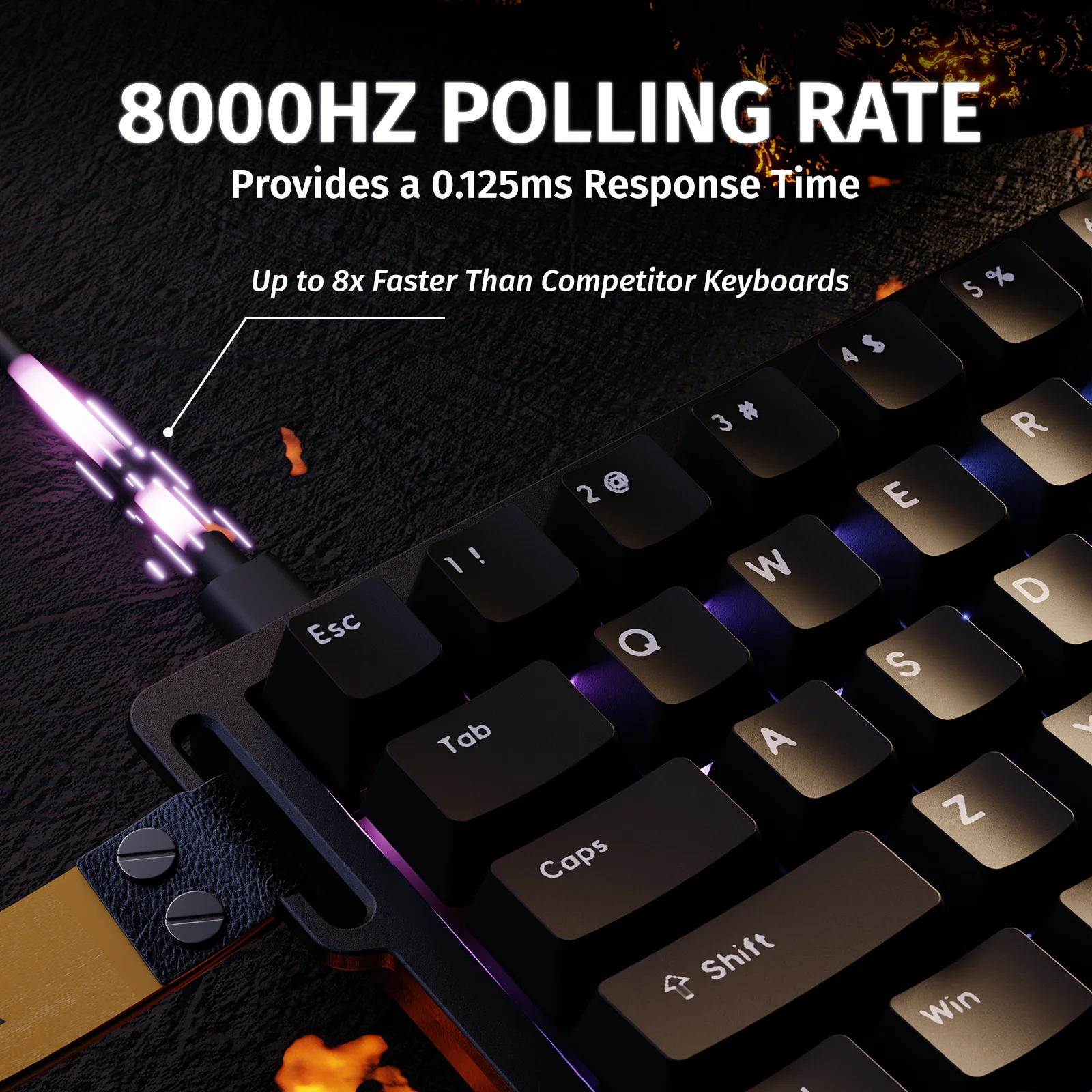 لوحة مفاتيح مغناطيسية ATTACK SHARK X68 HE Rapid Trigger 8 كيلو هرتز، دقة 0.01 مم RT، تخطيط 60%، RGB، تدعم صنبور RT/Snap/DKS/MT/TGL
