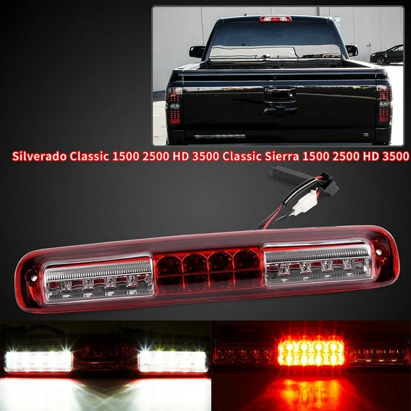 Third Brake Light LED Stop Tail Lamp High Mount Brake Light For Chevy Silverado GMC Sierra 1999-2006 Red