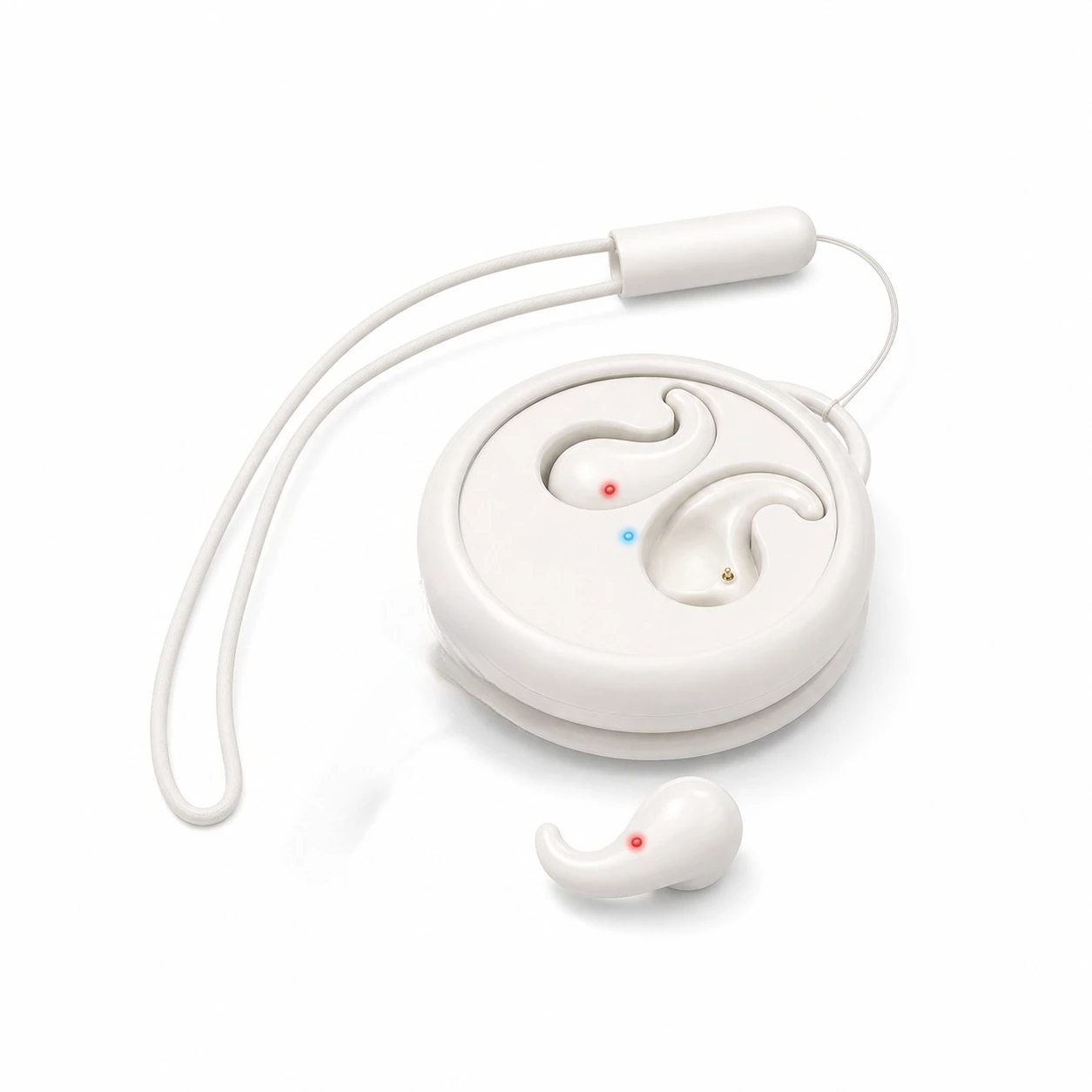 Compact Sleep Earbuds with Soft Flexible Silicone Body Comfortable for Side Sleep Built-in Anti-Lost Silicone Lanyard