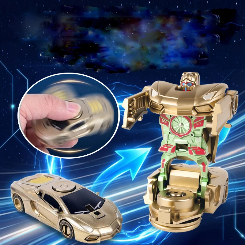 Finger Spinner Transformation Robot Children Gyro Toy Boy's Stress Relief Spinning Finger Spinner Transformation Car Styling Toy
