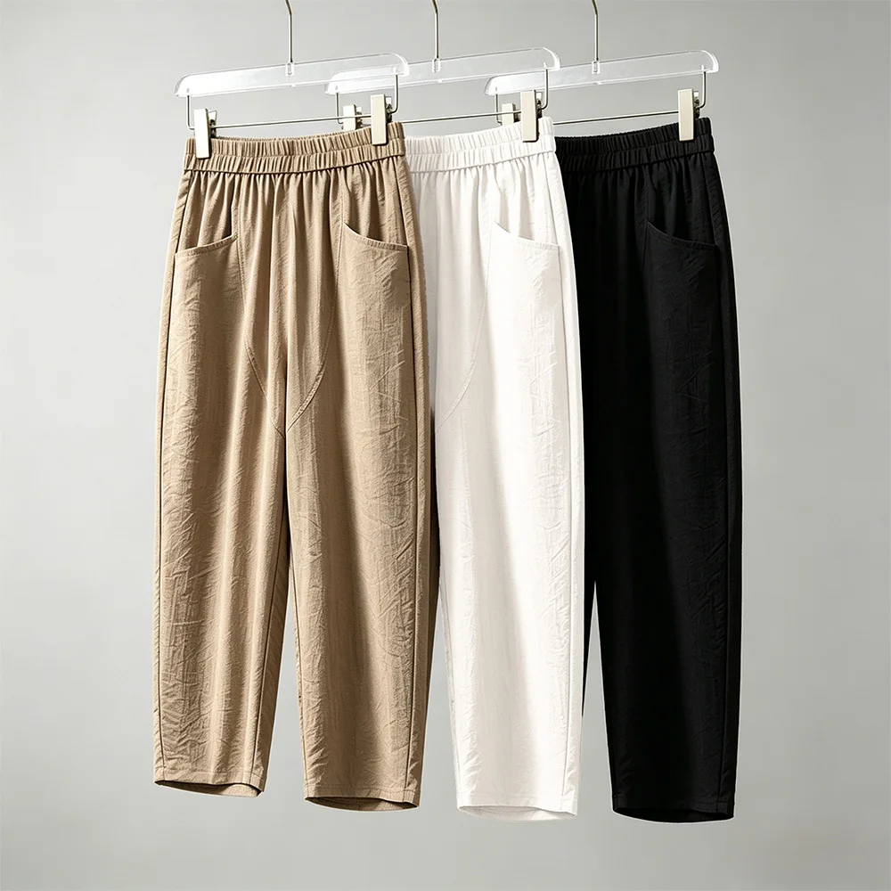 

High-End plus Size Women's Harlan Pants Wide Leg Casual Seven-Foot Fashionable Loose Fit Summer New Arrival Ladies Trousers