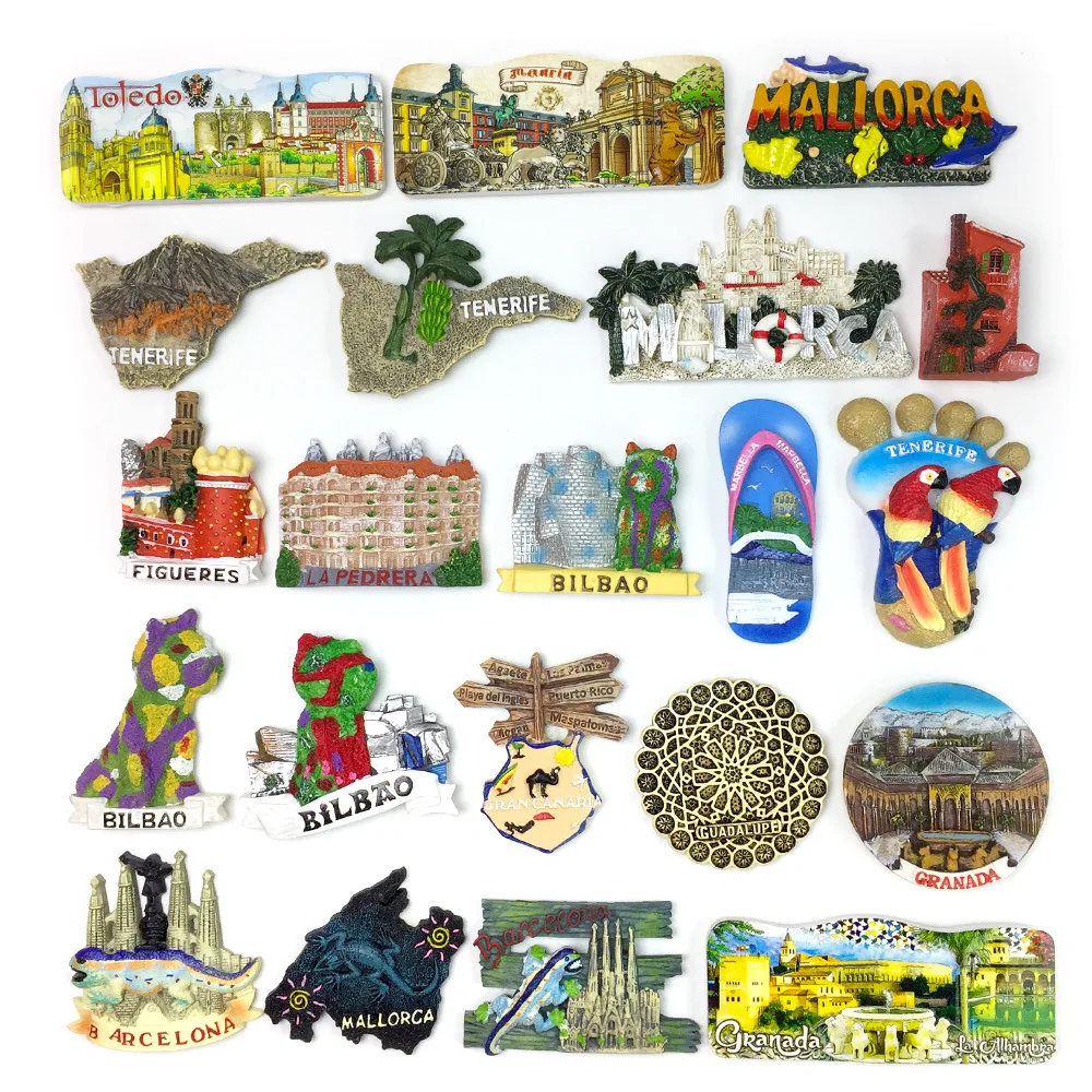 New Spain 3D Fridge Magnets Tourism Souvenir Resin Refrigerator Magnets Sticker Collection Handicraft Gift Decoration Articles