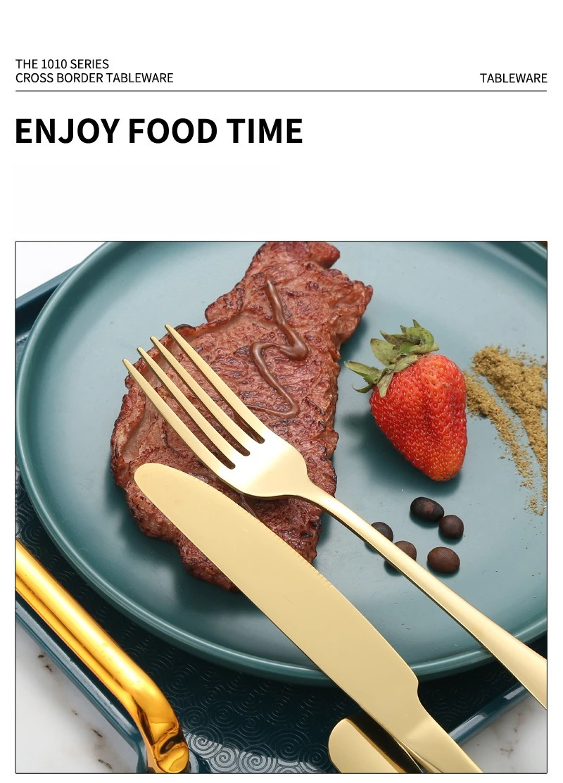 Stainless Steel Tableware Steak Western Food Knife, Fork and Spoon 4 Main Pieces Tableware Set